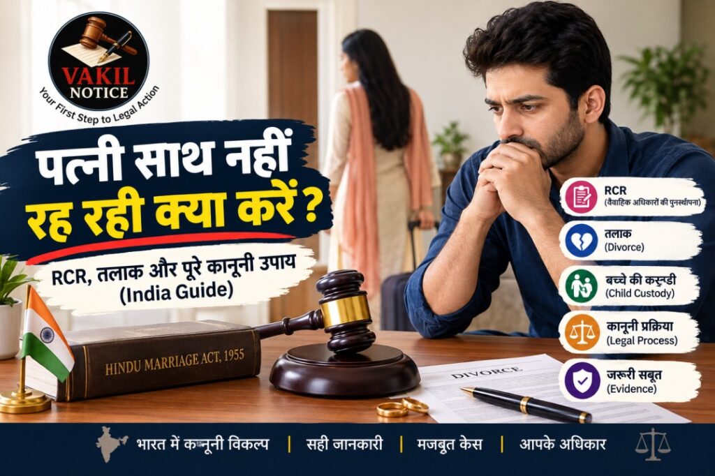 पत्नी साथ नहीं रह रही क्या करें? RCR, तलाक और पूरे कानूनी उपाय (India Guide)
